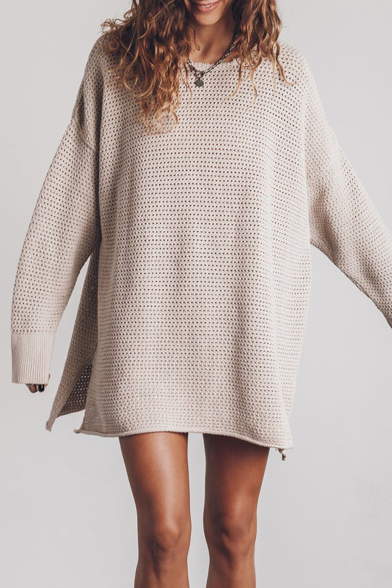 Florcoo Classic O Neck Solid Color Sweater for Everyday Wear