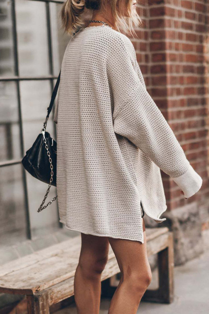 Florcoo Classic O Neck Solid Color Sweater for Everyday Wear