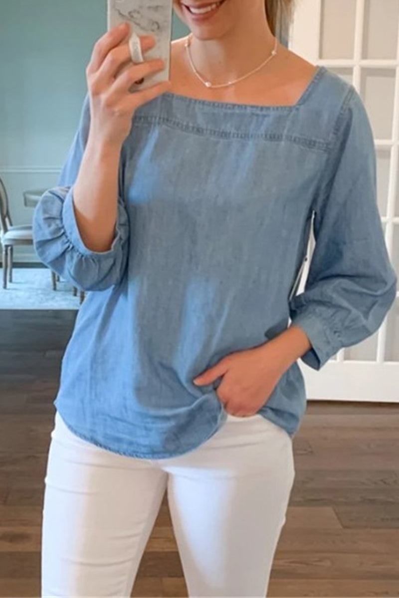 Street Solid Solid Color Boat Neck Tops - Fashionpara