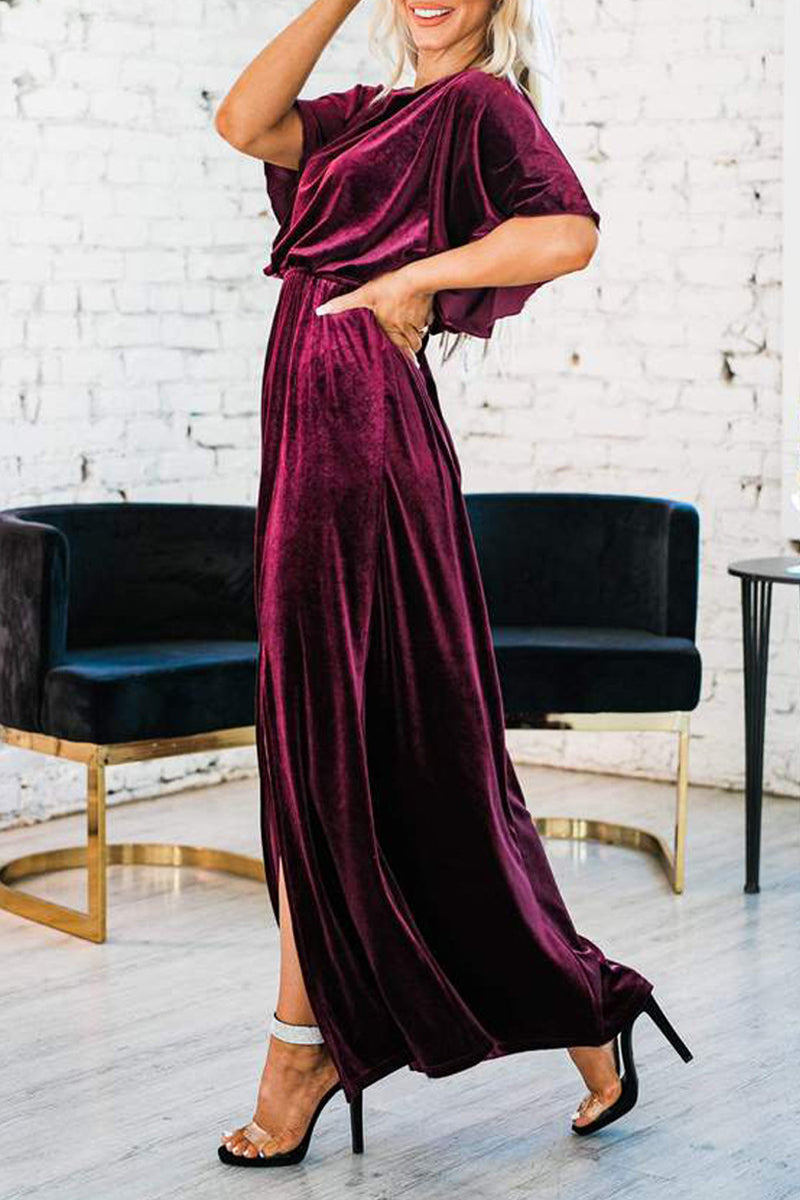 Sexy Elegant Solid Color O Neck Evening Dress Dresses(4 Colors) - Fashionpara