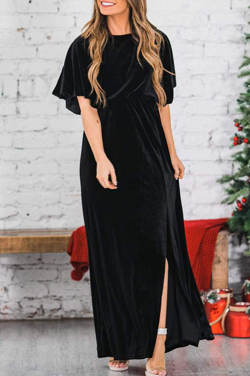 Sexy Elegant Solid Color O Neck Evening Dress Dresses(4 Colors) - Fashionpara