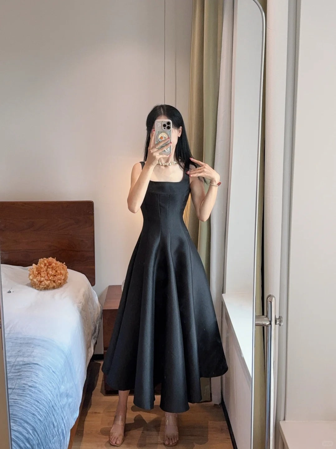 Simple And Elegant Pink A-line Square Neck Halter Satin Prom Dress Evening Dress P4167