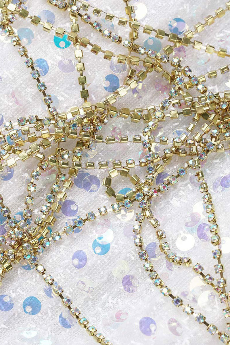 Sexy Elegant Solid Sequins Patchwork Chains O Neck Pencil Skirt Dresses(3 Colors) - Fashionpara