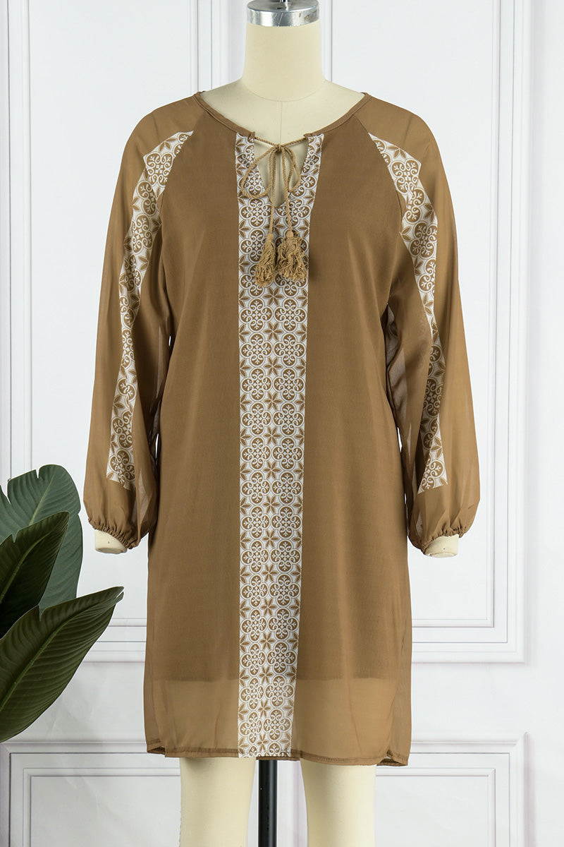 Sweet Elegant Print Printing V Neck Irregular Dress Dresses(3 Colors) - Fashionpara