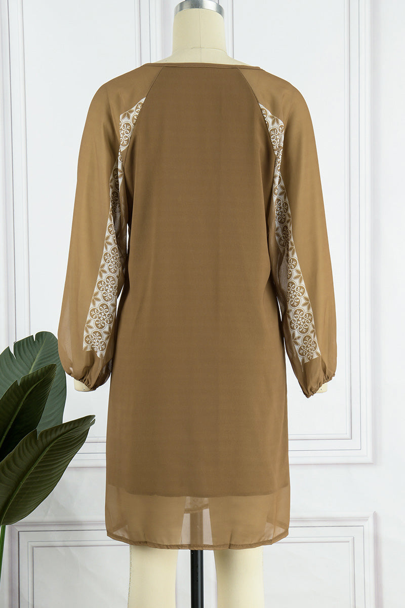 Sweet Elegant Print Printing V Neck Irregular Dress Dresses(3 Colors) - Fashionpara