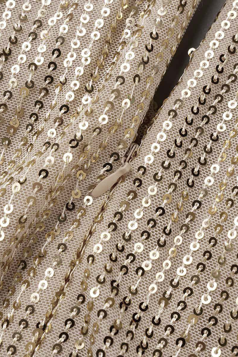 Sexy Solid Sequins Fold V Neck One Step Skirt Dresses(4 Colors) - Fashionpara