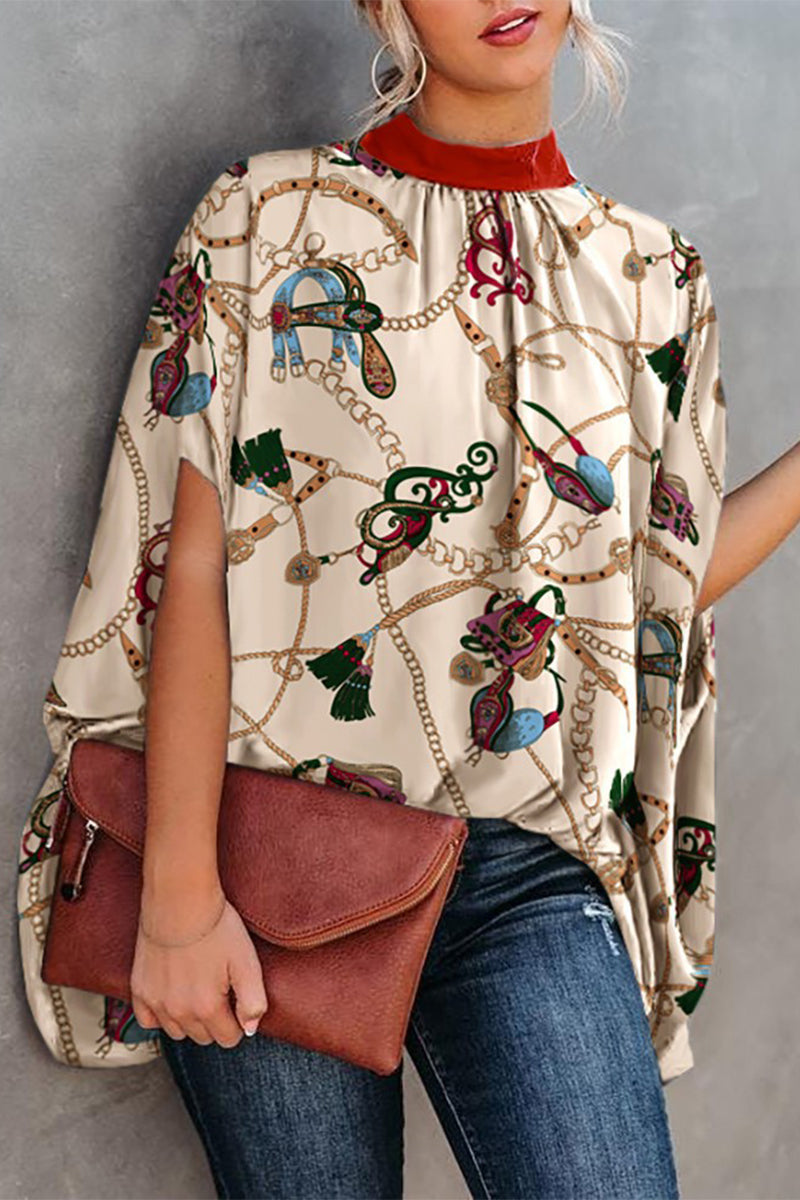 Casual Print Printing O Neck Blouses(10 Colors) - Fashionpara