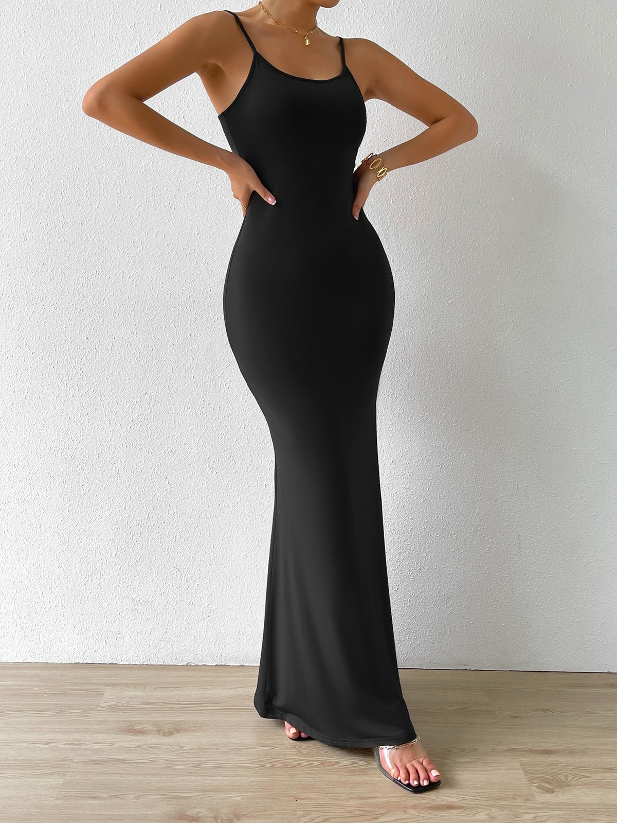 Scoop Neck Strappy Bodycon Mermaid Maxi Dress 4