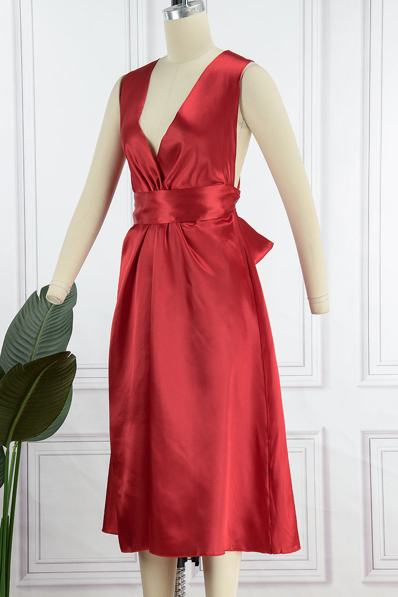 Sexy Elegant Solid Frenulum Solid Color V Neck Princess Dresses(3 Colors) - Fashionpara