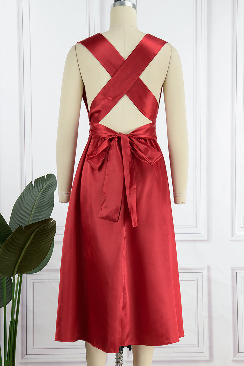 Sexy Elegant Solid Frenulum Solid Color V Neck Princess Dresses(3 Colors) - Fashionpara