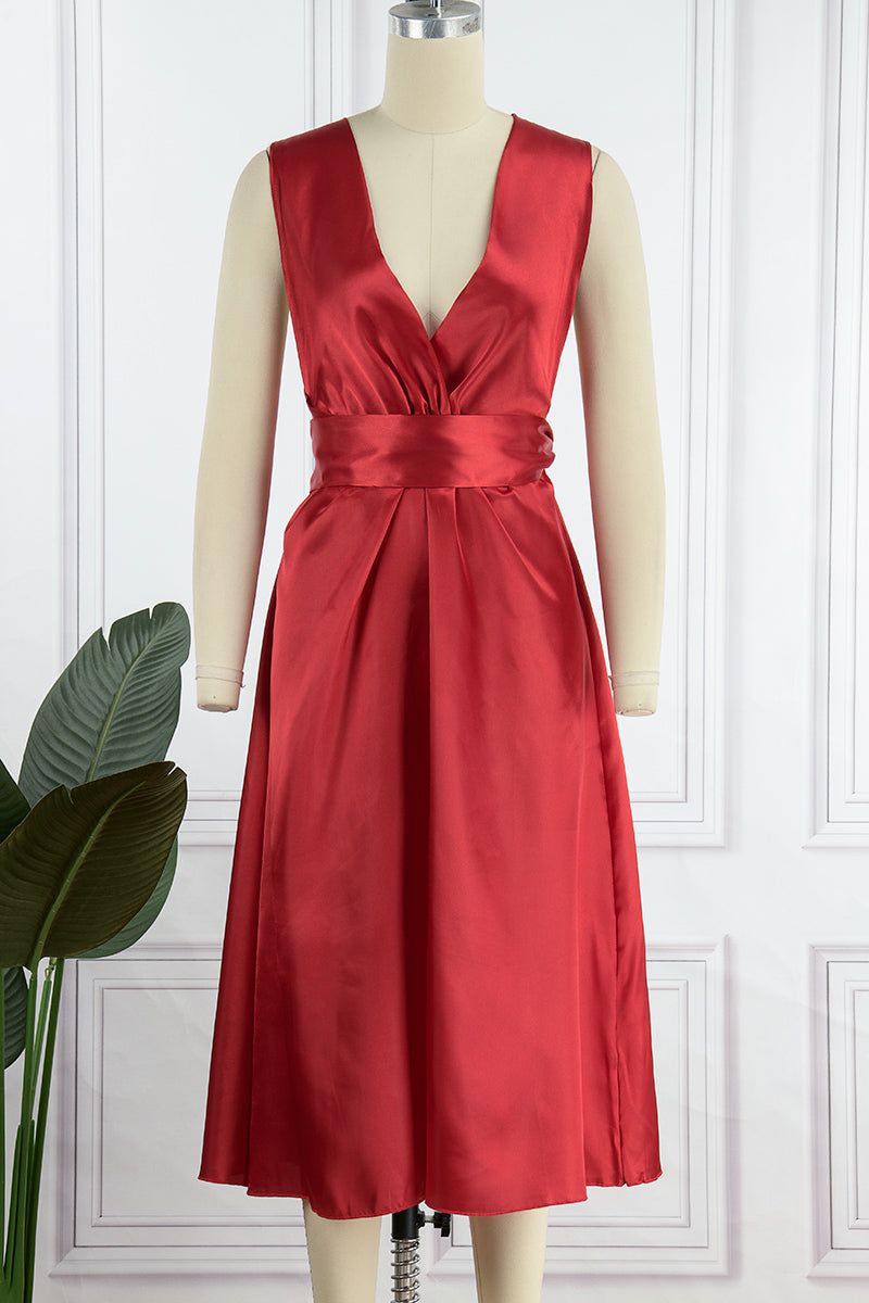 Sexy Elegant Solid Frenulum Solid Color V Neck Princess Dresses(3 Colors) - Fashionpara