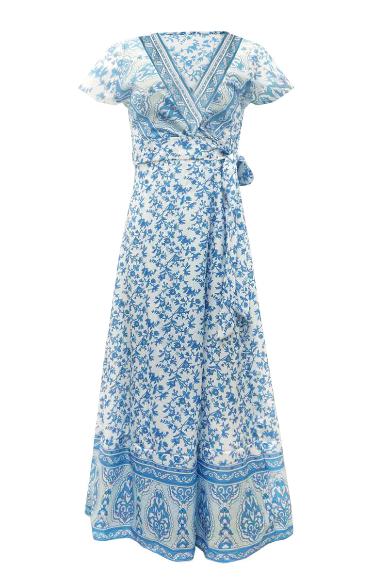 Sexy Elegant Print V Neck A Line Dresses(10 Colors)