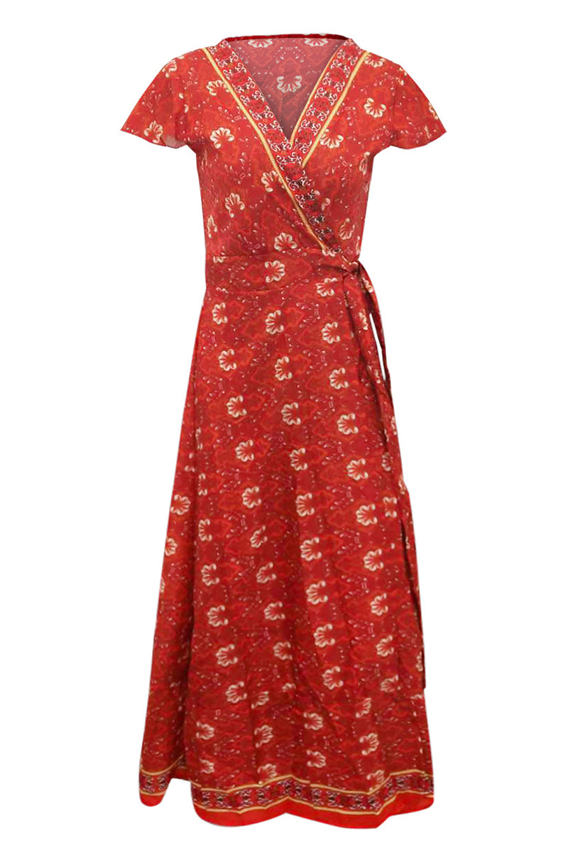 Sexy Elegant Print V Neck A Line Dresses(10 Colors)