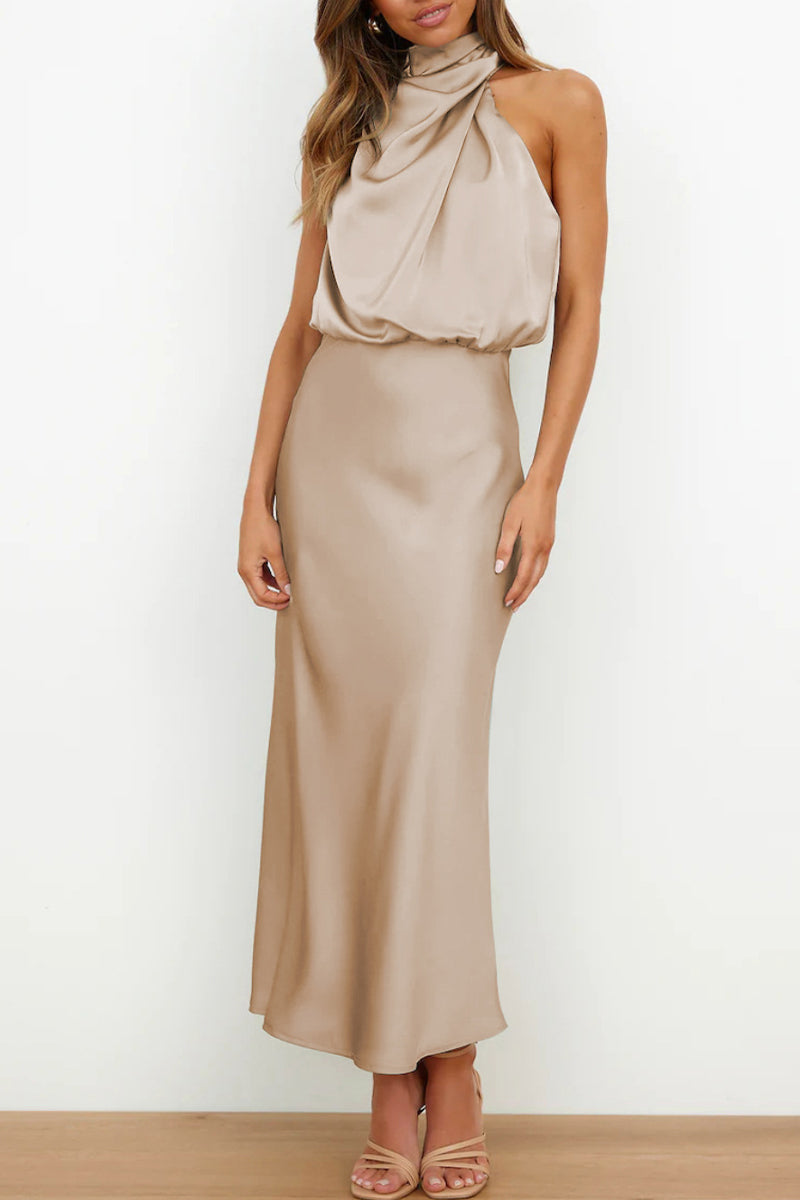 Celebrities Simplicity Solid Zipper Half A Turtleneck A Line Dresses(6 Colors) - Fashionpara