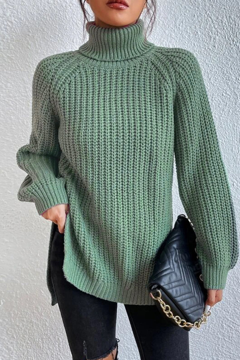 Casual Solid Basic Turtleneck Tops - Fashionpara