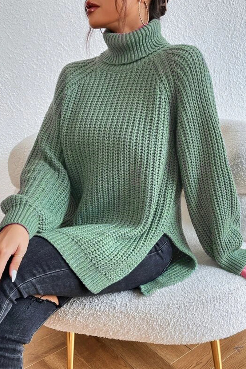Casual Solid Basic Turtleneck Tops - Fashionpara