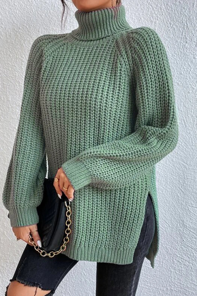 Casual Solid Basic Turtleneck Tops - Fashionpara