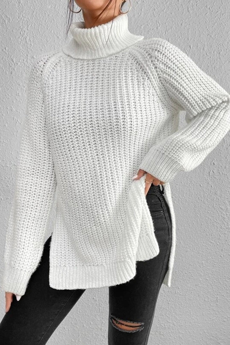 Casual Solid Basic Turtleneck Tops - Fashionpara