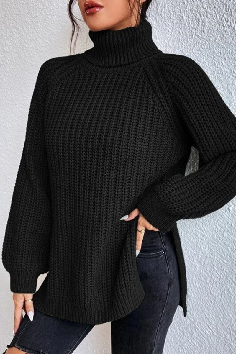 Casual Solid Basic Turtleneck Tops - Fashionpara
