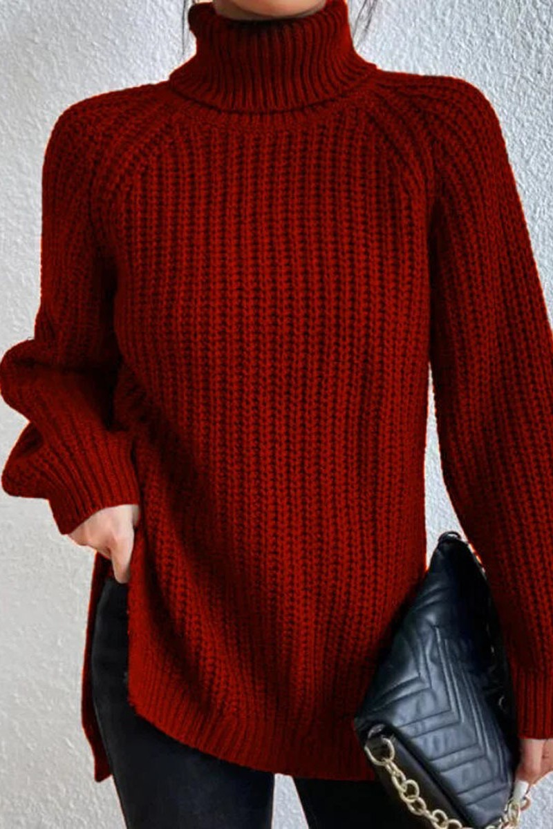 Casual Solid Basic Turtleneck Tops - Fashionpara