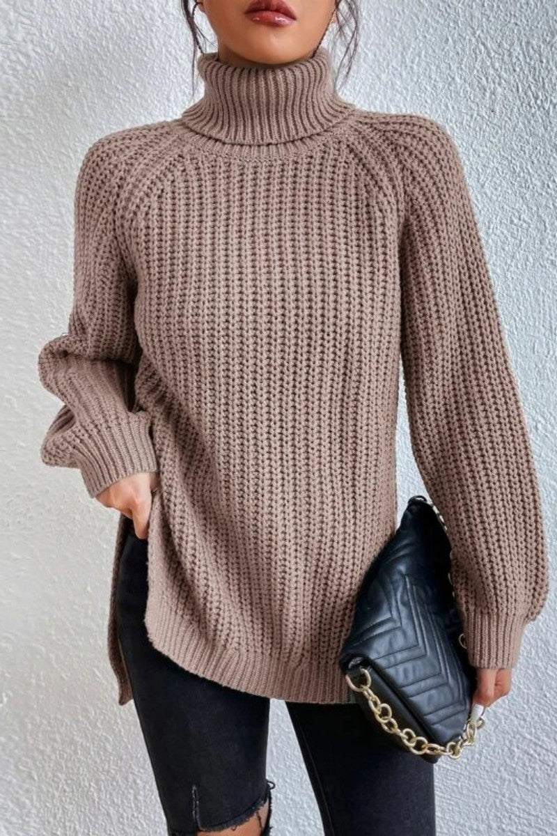 Casual Solid Basic Turtleneck Tops - Fashionpara