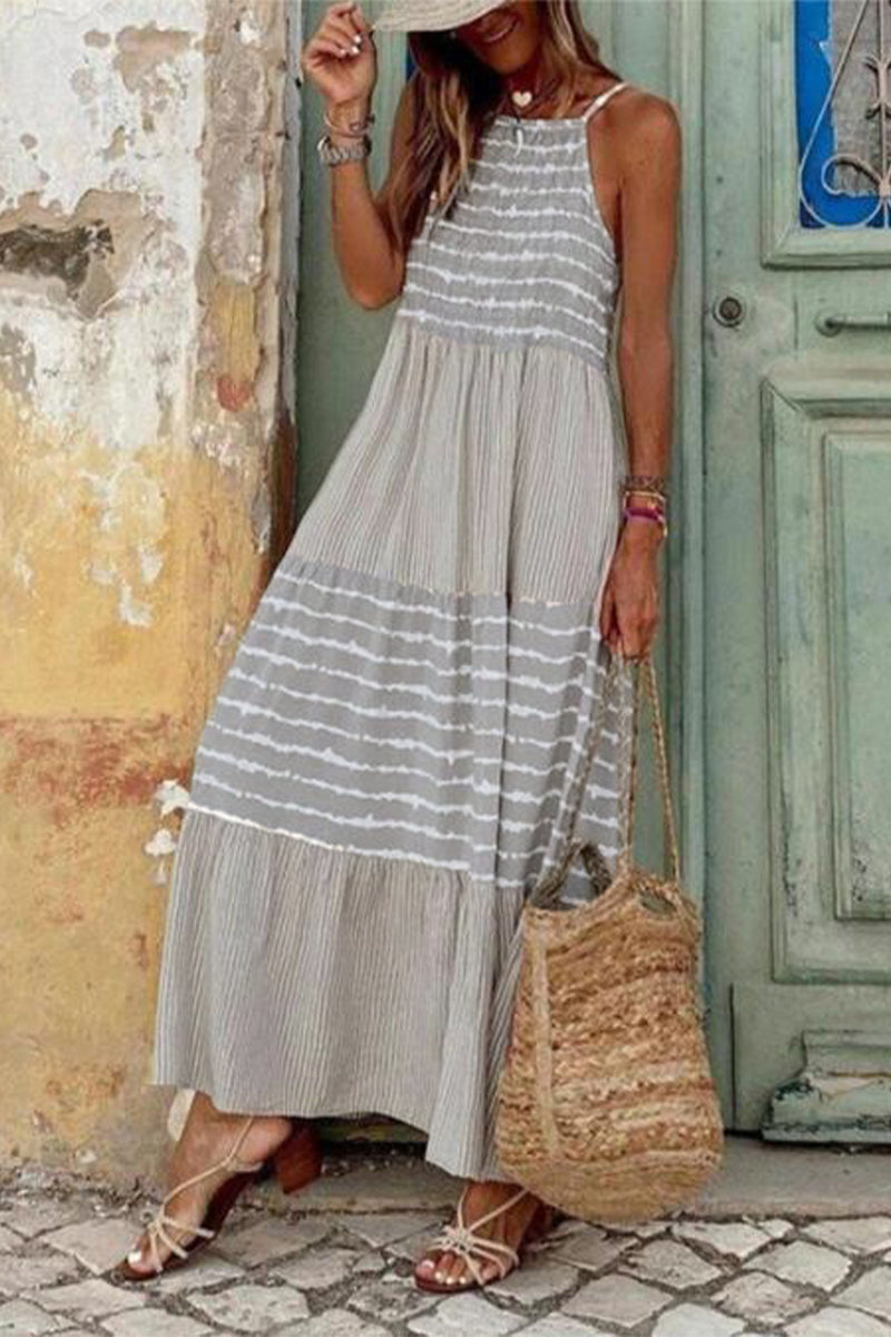 Casual Print Patchwork Spaghetti Strap Straight Dresses Fashionpara