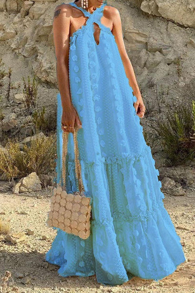 Casual British Style Solid Patchwork Halter A Line Dresses(6 Colors) - Fashionpara