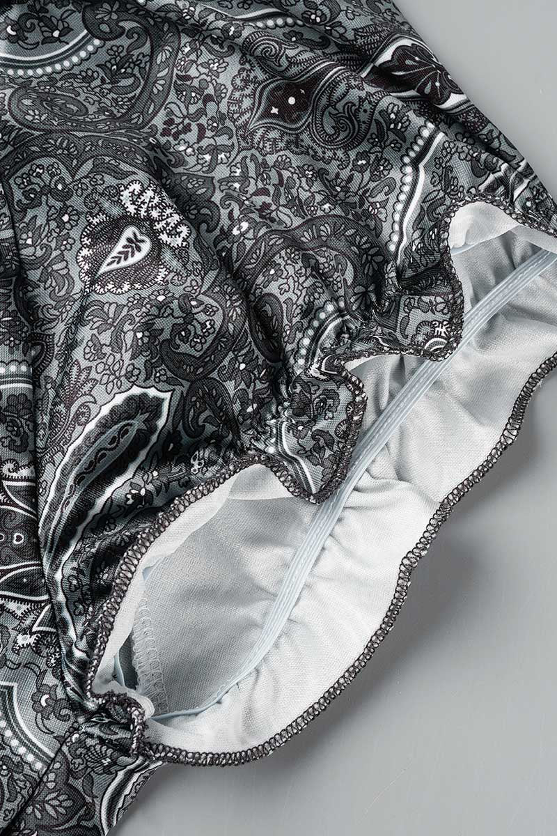 Bohemian College Print Fold V Neck A Line Dresses(6 Colors) - Fashionpara