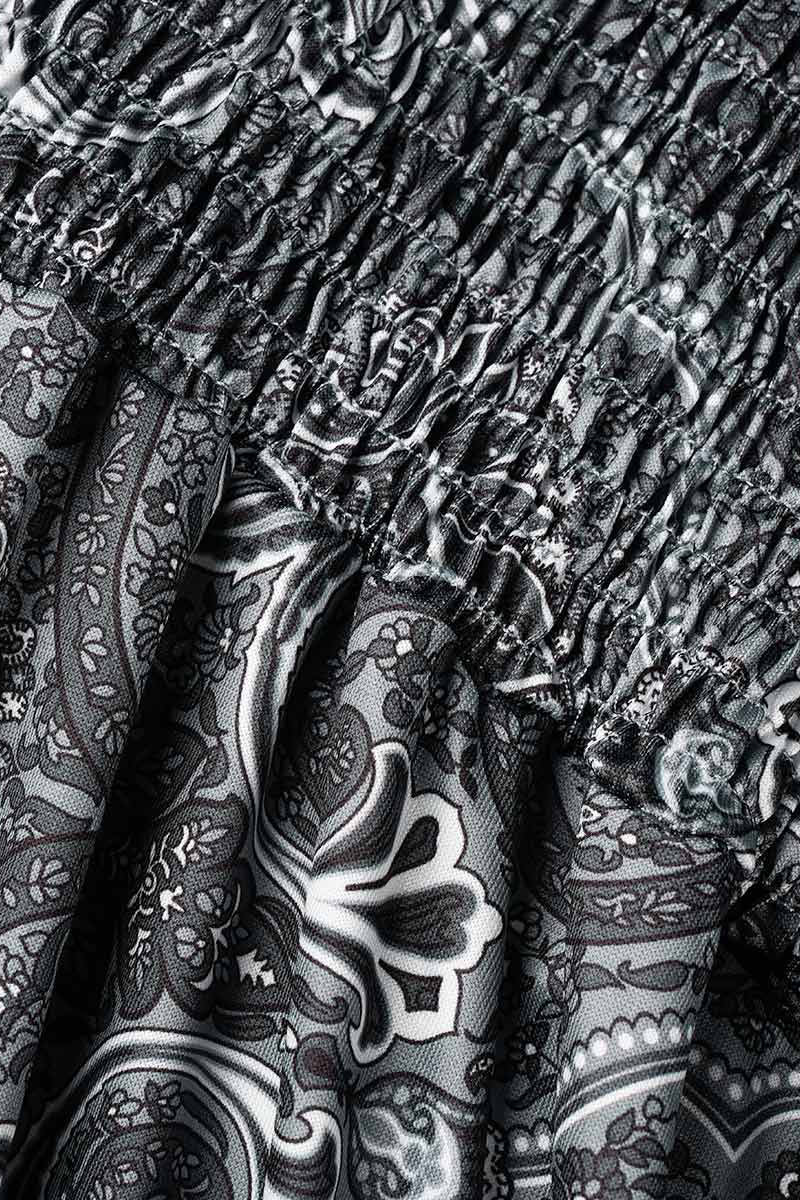 Bohemian College Print Fold V Neck A Line Dresses(6 Colors) - Fashionpara