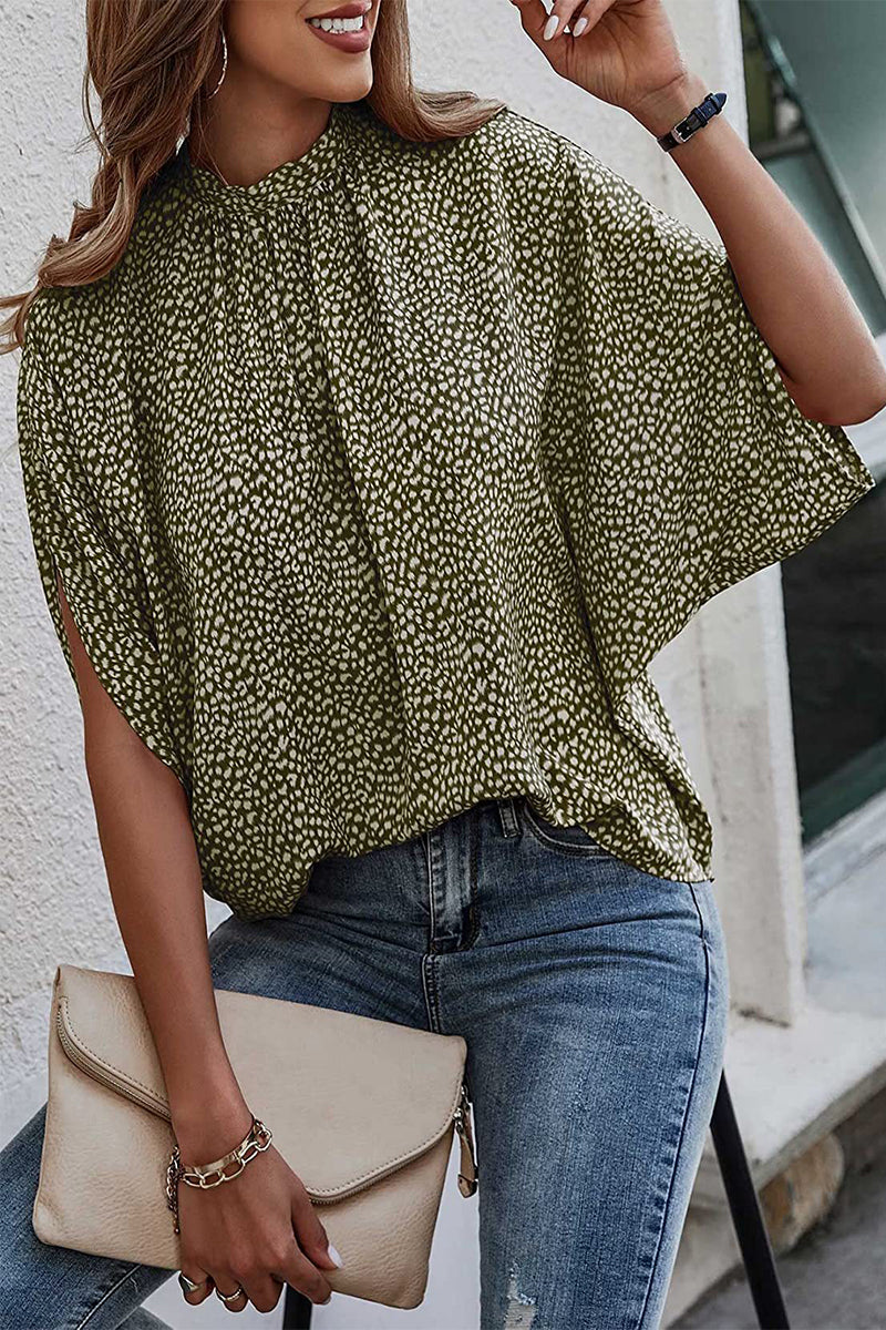 Work Elegant Print Patchwork O Neck Tops(10 Colors) - Fashionpara