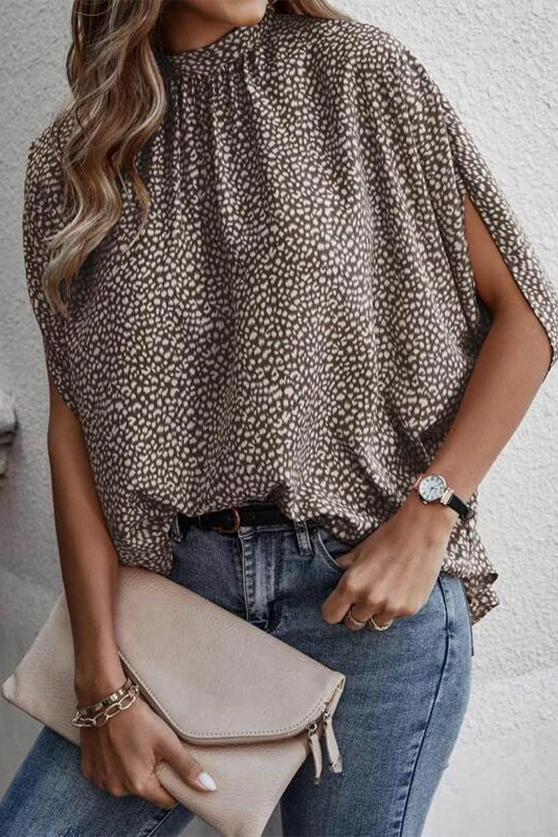 Work Elegant Print Patchwork O Neck Tops(10 Colors) - Fashionpara