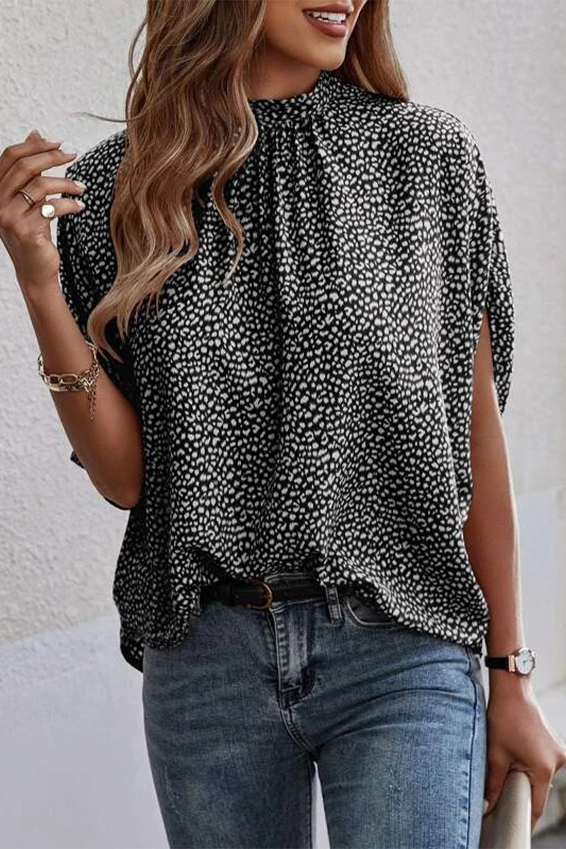 Work Elegant Print Patchwork O Neck Tops(10 Colors) - Fashionpara