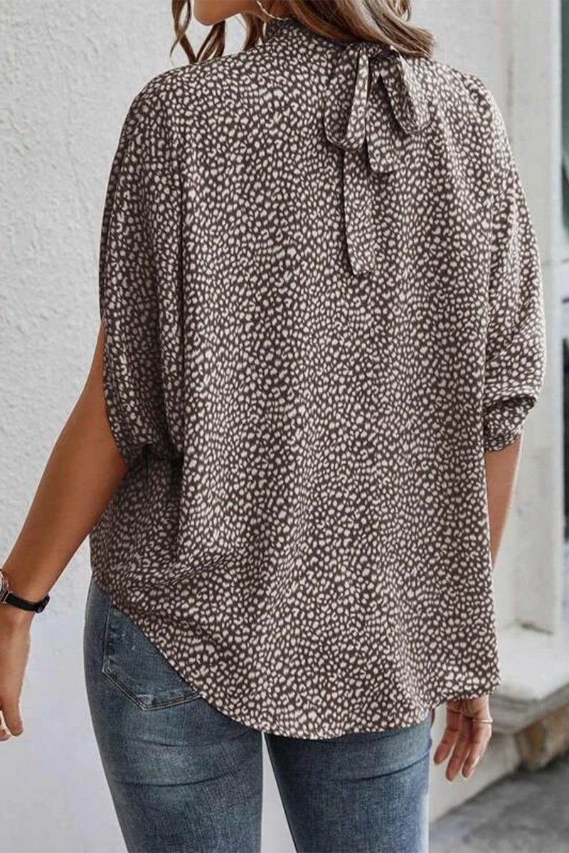 Work Elegant Print Patchwork O Neck Tops(10 Colors) - Fashionpara