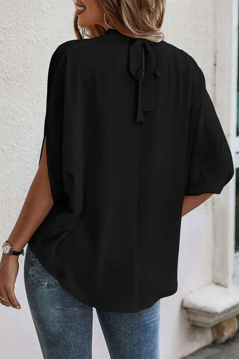 Work Elegant Print Patchwork O Neck Tops(10 Colors) - Fashionpara