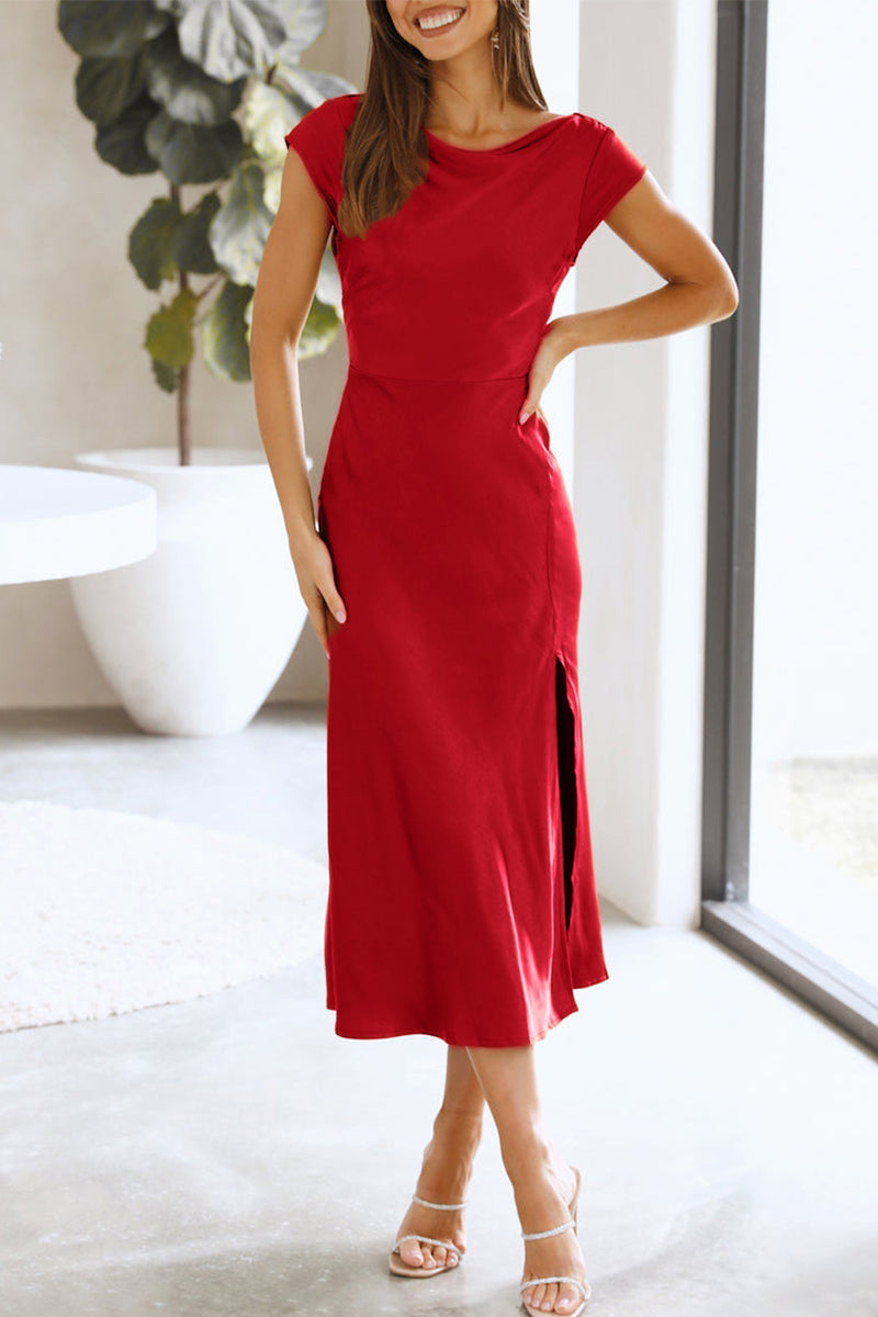 Celebrities Elegant Solid Hollowed Out Solid Color A Line Dresses(3 Colors) - Fashionpara