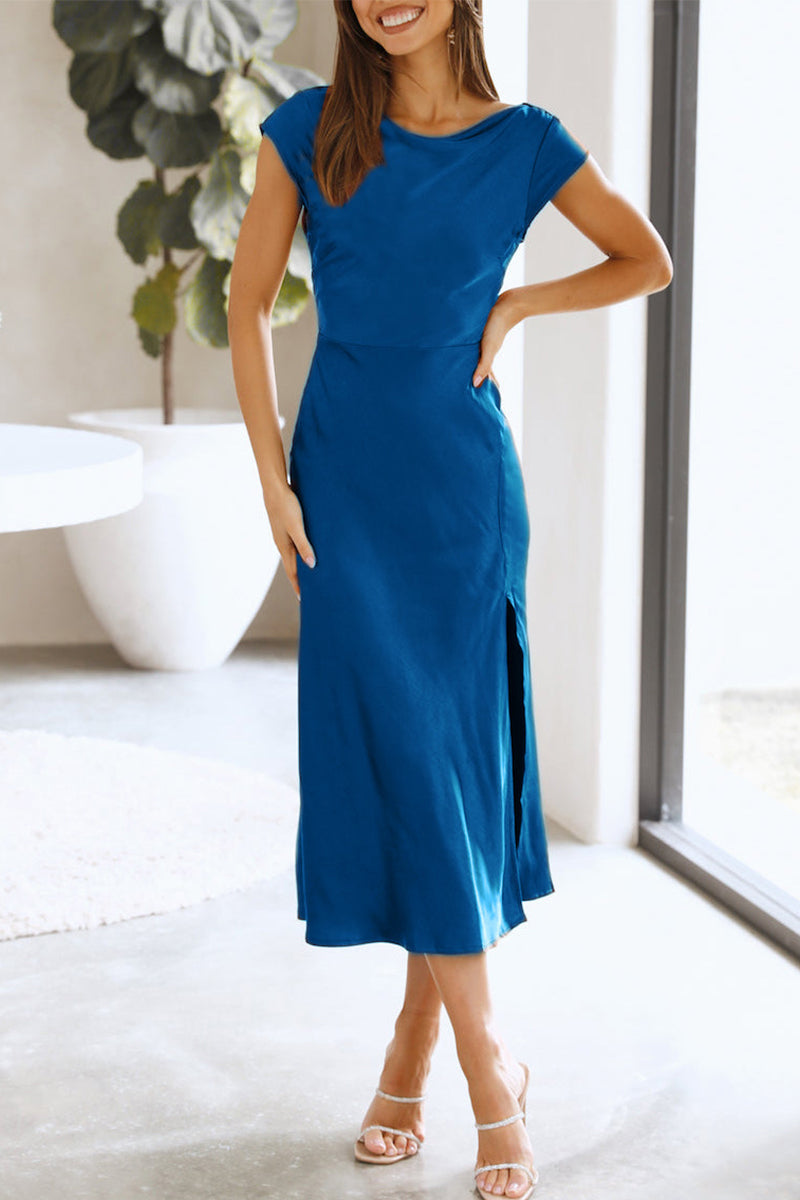 Celebrities Elegant Solid Hollowed Out Solid Color A Line Dresses(3 Colors) - Fashionpara