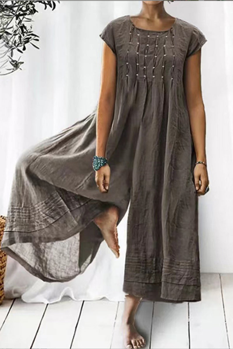 Casual Simplicity Solid O Neck Loose Jumpsuits(6 Colors) - Fashionpara