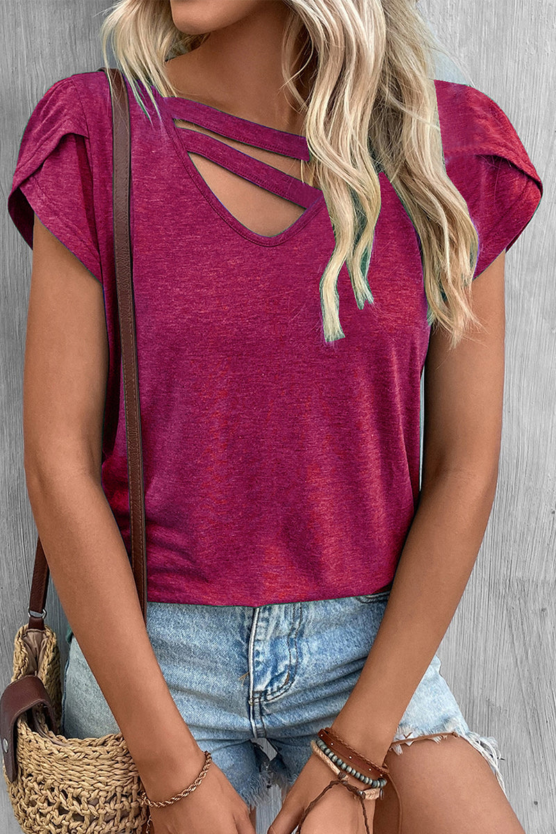 Casual Simplicity Solid V Neck T-Shirts(9 Colors) - Fashionpara