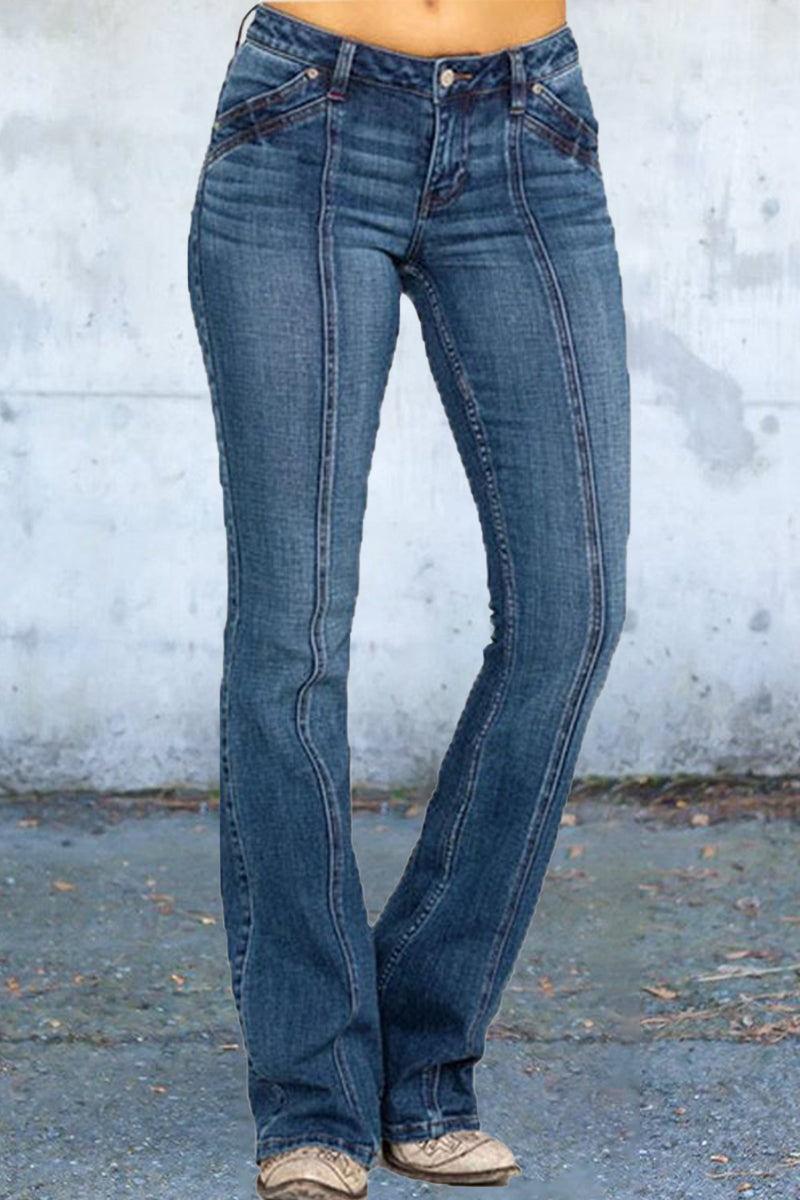 Casual Street Solid Solid Color Skinny Denim Jeans - Fashionpara