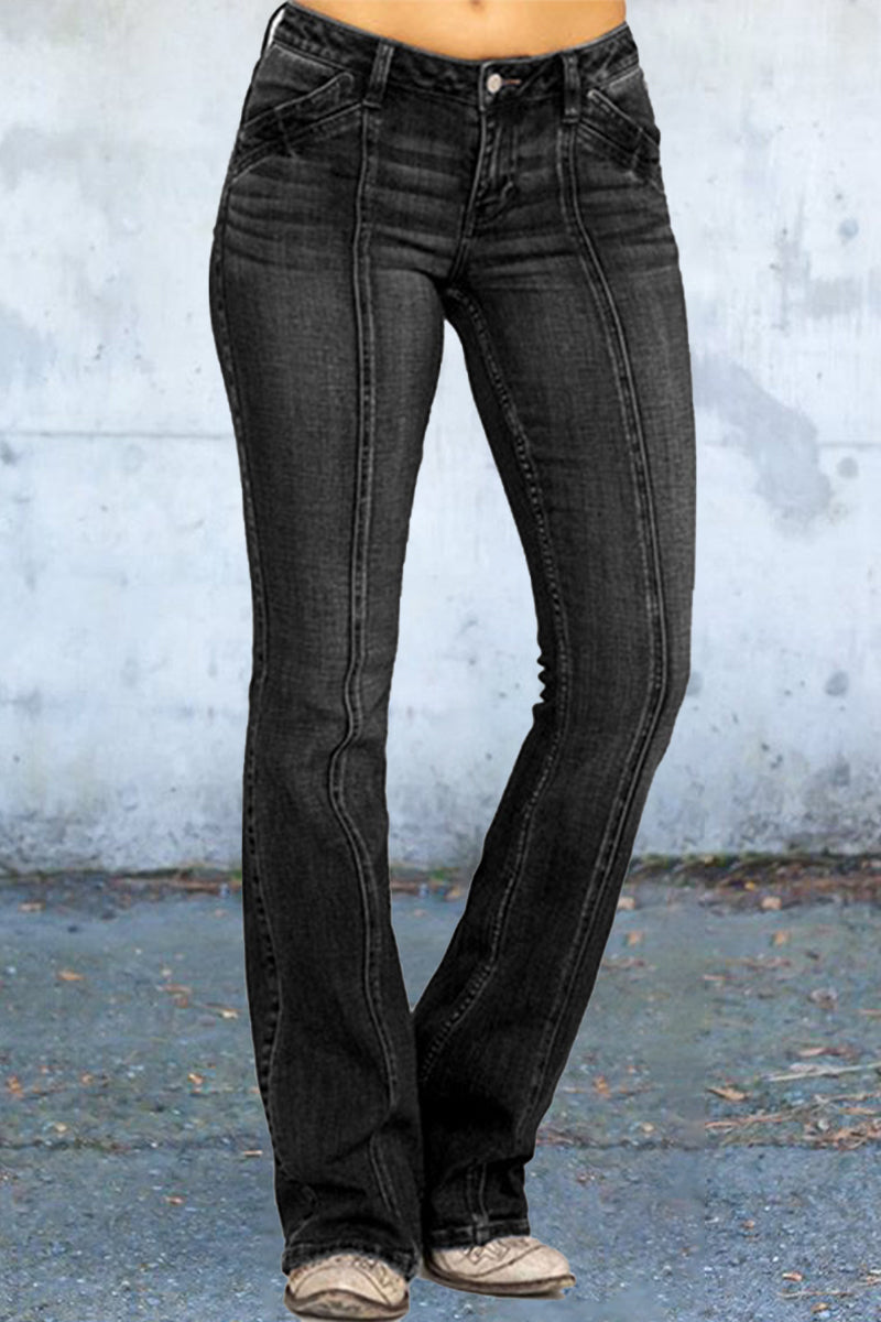 Casual Street Solid Solid Color Skinny Denim Jeans - Fashionpara