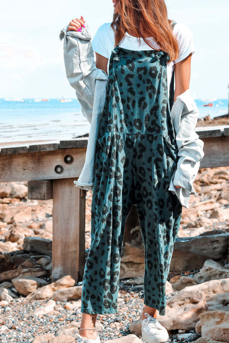 Casual College Leopard Patchwork Loose Jumpsuits(5 Colors) - Fashionpara