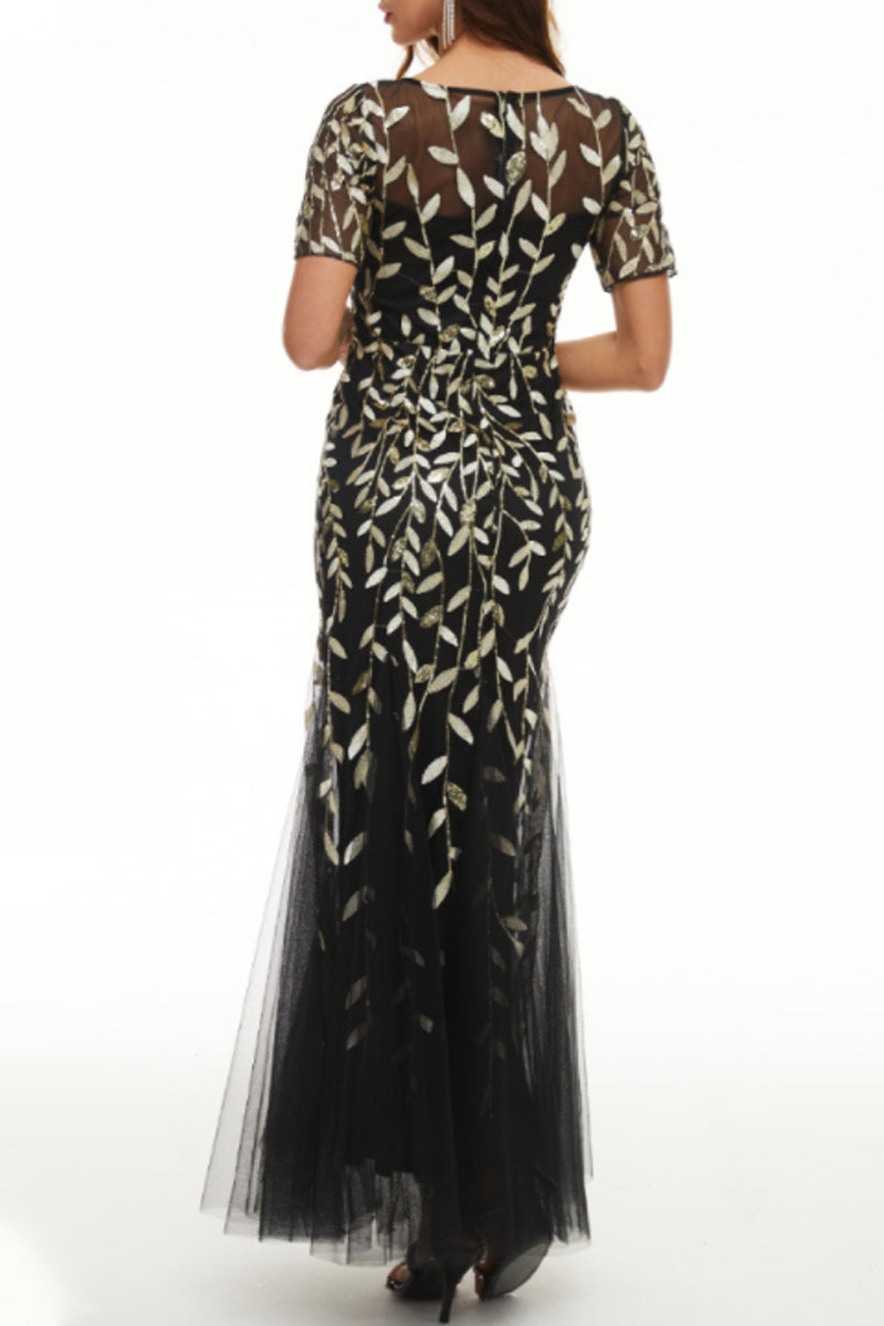 Celebrities Elegant Patchwork Sequins O Neck Evening Dress Dresses - Fashionpara