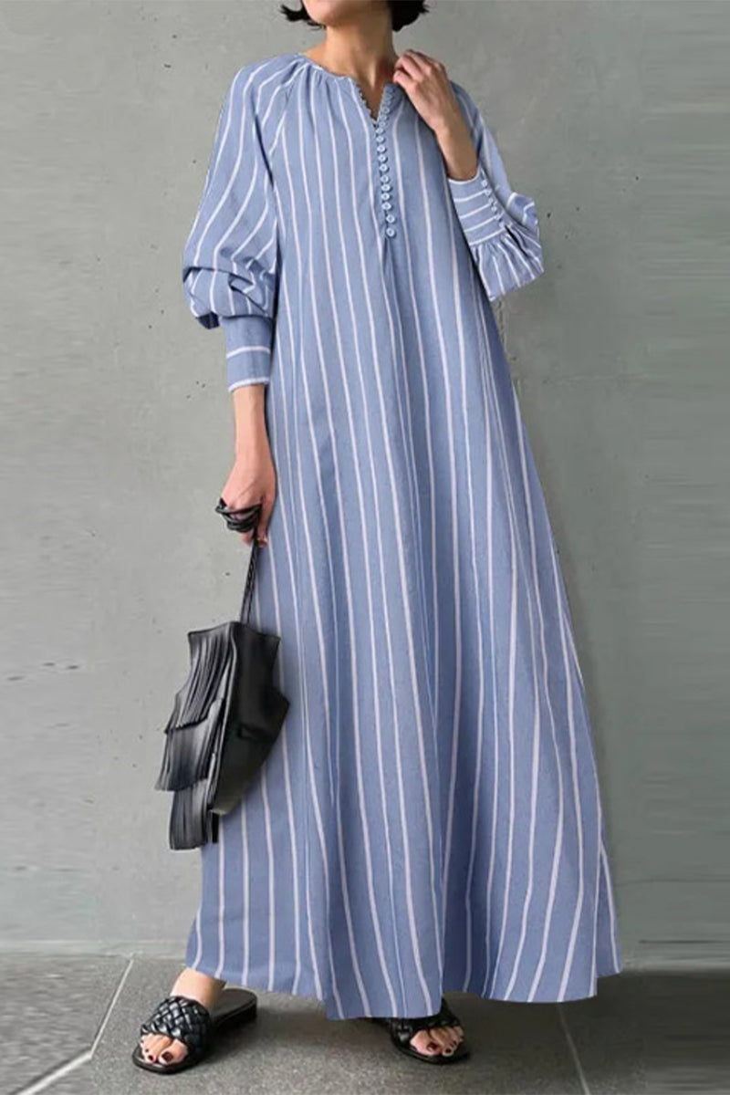 Casual Simplicity Striped Patchwork O Neck A Line Dresses(3 Colors) - Fashionpara