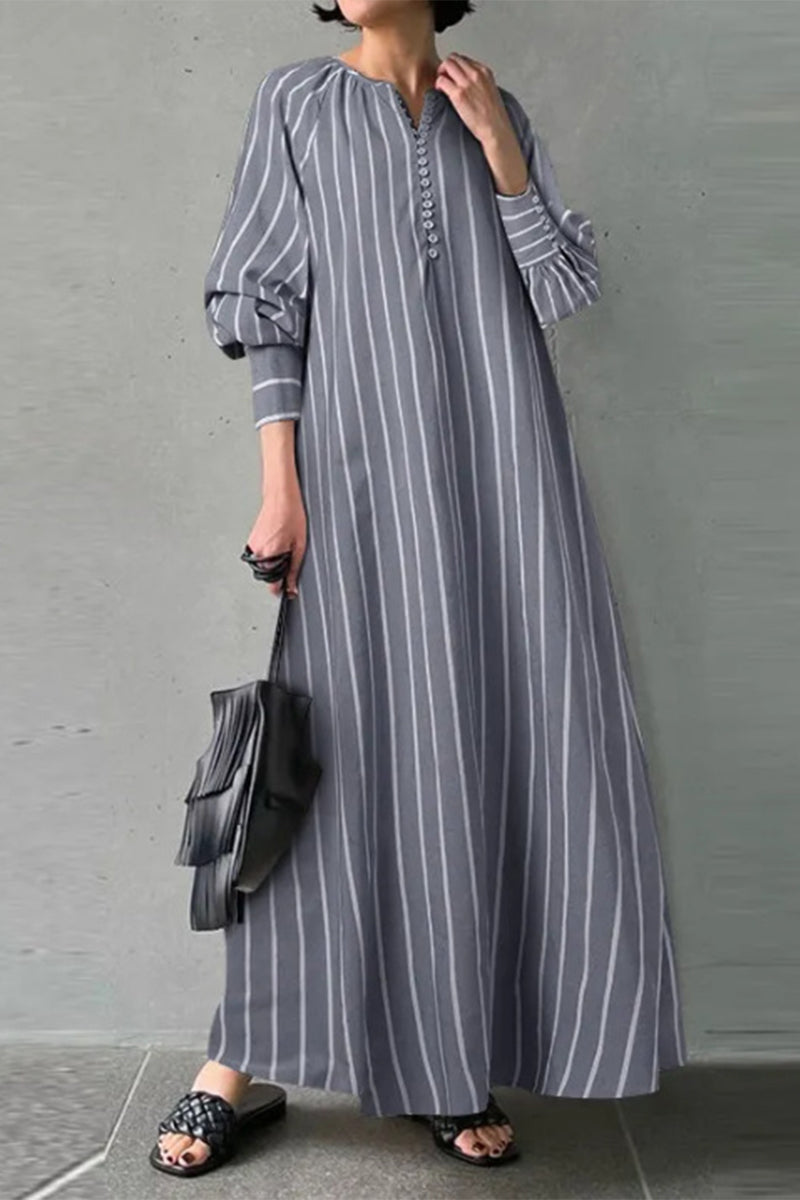 Casual Simplicity Striped Patchwork O Neck A Line Dresses(3 Colors) - Fashionpara