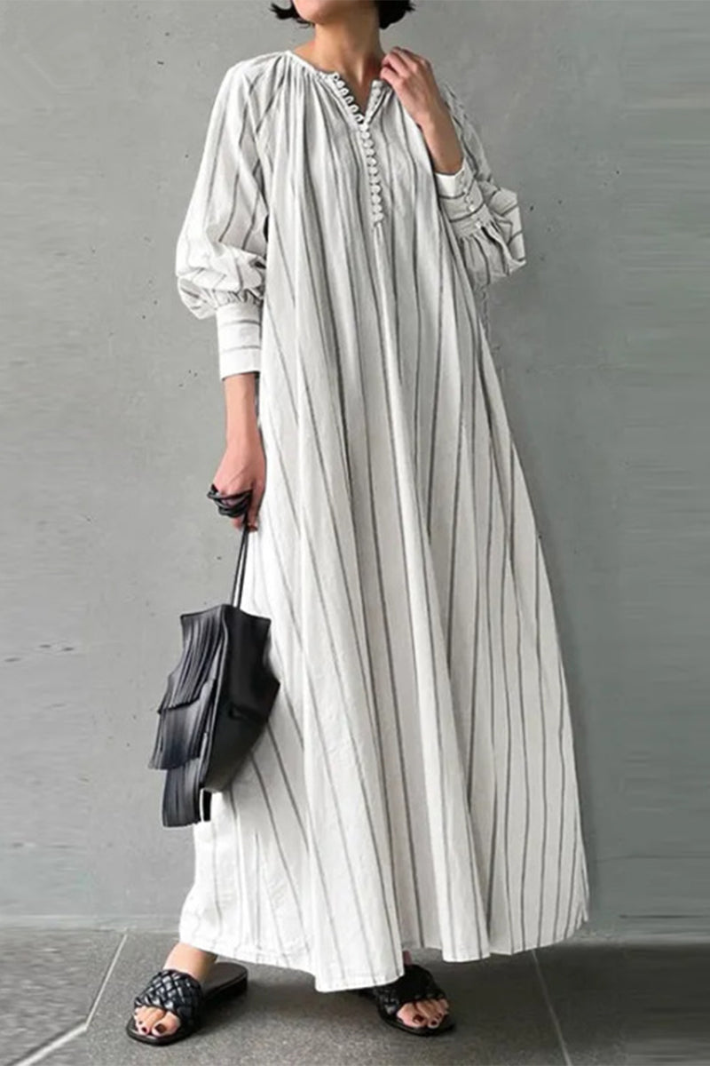 Casual Simplicity Striped Patchwork O Neck A Line Dresses(3 Colors) - Fashionpara