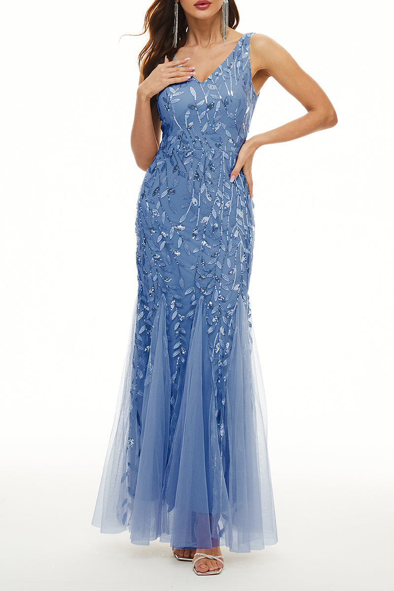 Elegant Formal Patchwork Embroidered V Neck Evening Dress Dresses(10 Colors) - Fashionpara