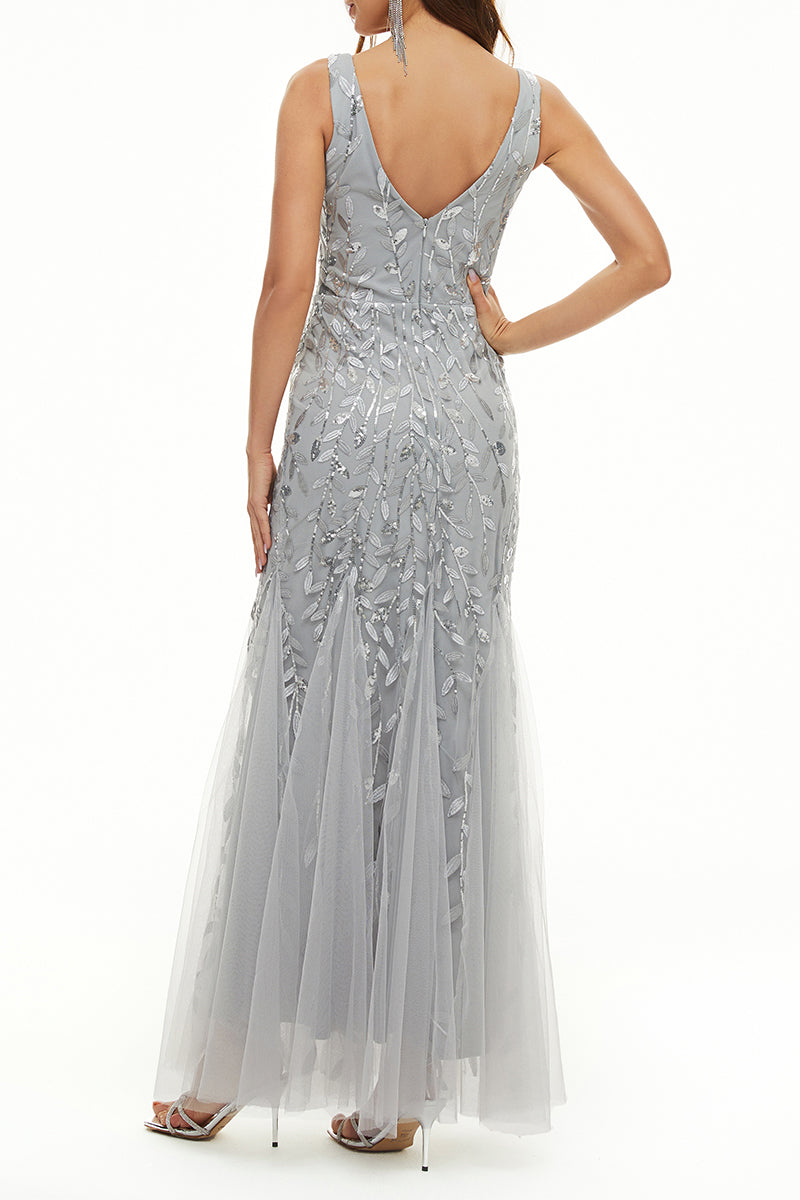 Elegant Formal Patchwork Embroidered V Neck Evening Dress Dresses(10 Colors) - Fashionpara