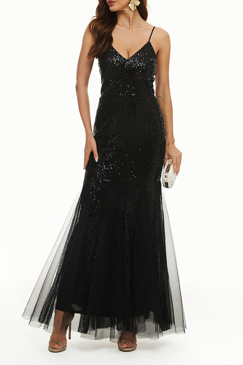 Sexy Formal Solid Patchwork V Neck Evening Dress Dresses(4 Colors) - Fashionpara