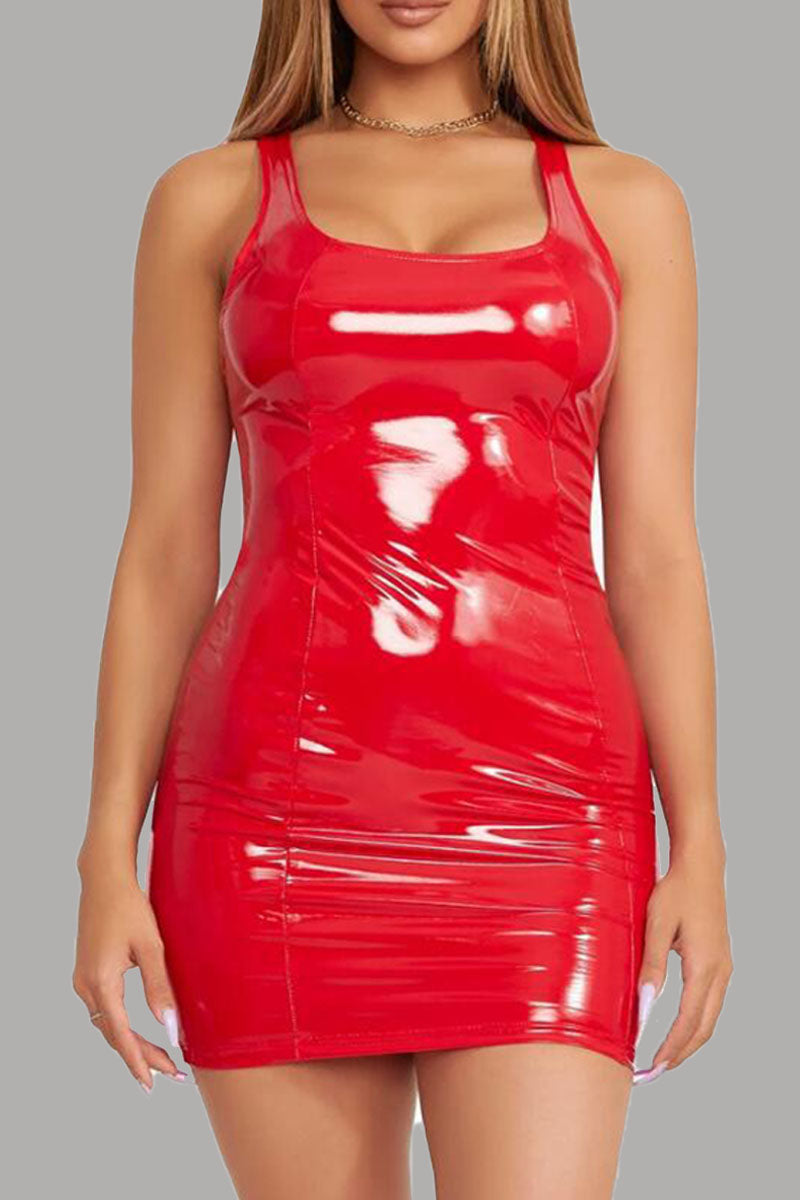 Sexy Party Solid Patchwork Zipper U Neck One Step Skirt Dresses Fashionpara