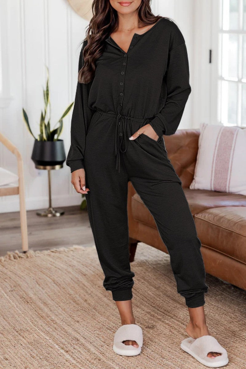 Casual Solid Patchwork V Neck Regular Jumpsuits - Fashionpara